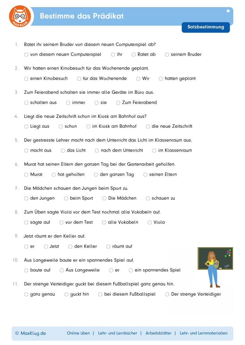 Bestimme das Prädikat