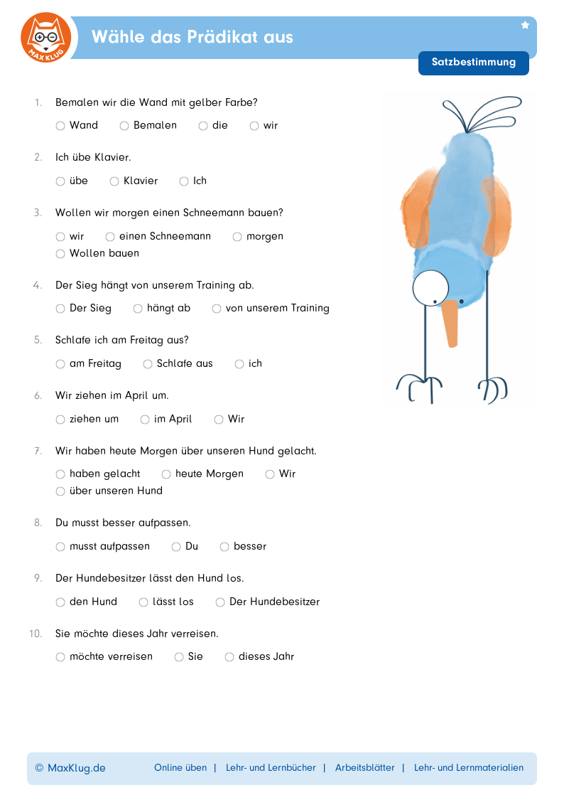 Wähle das Prädikat aus