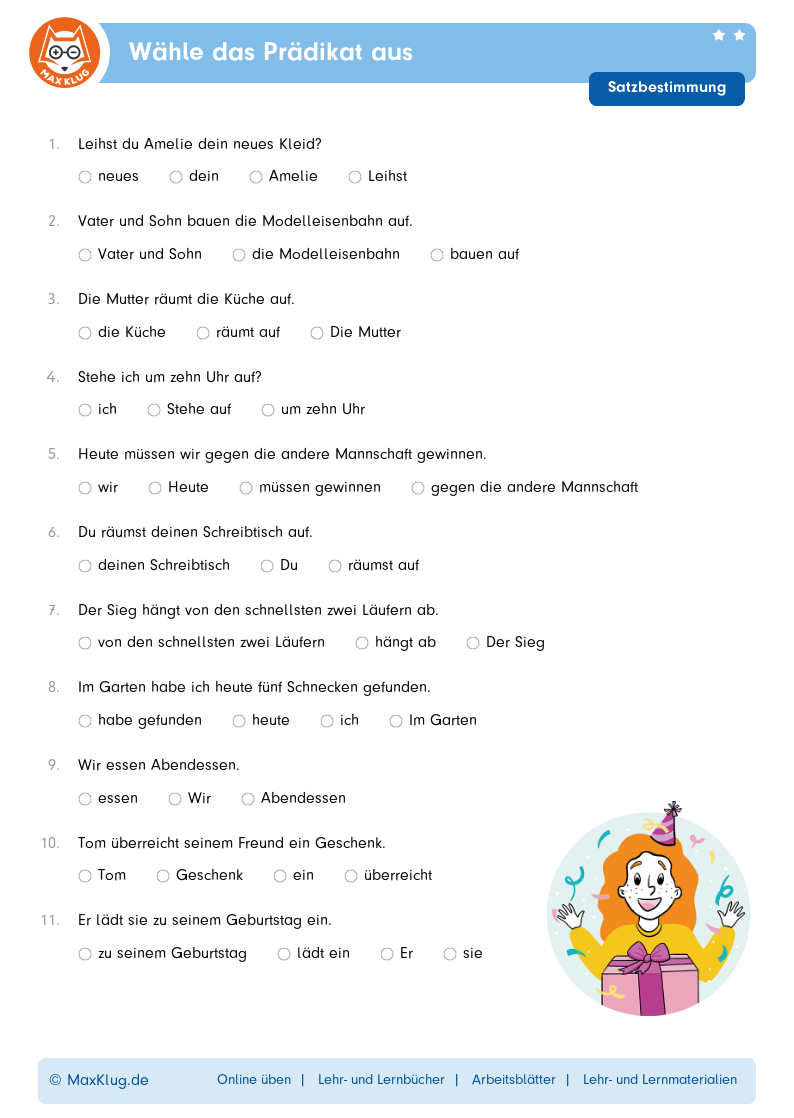 Wähle das Prädikat aus