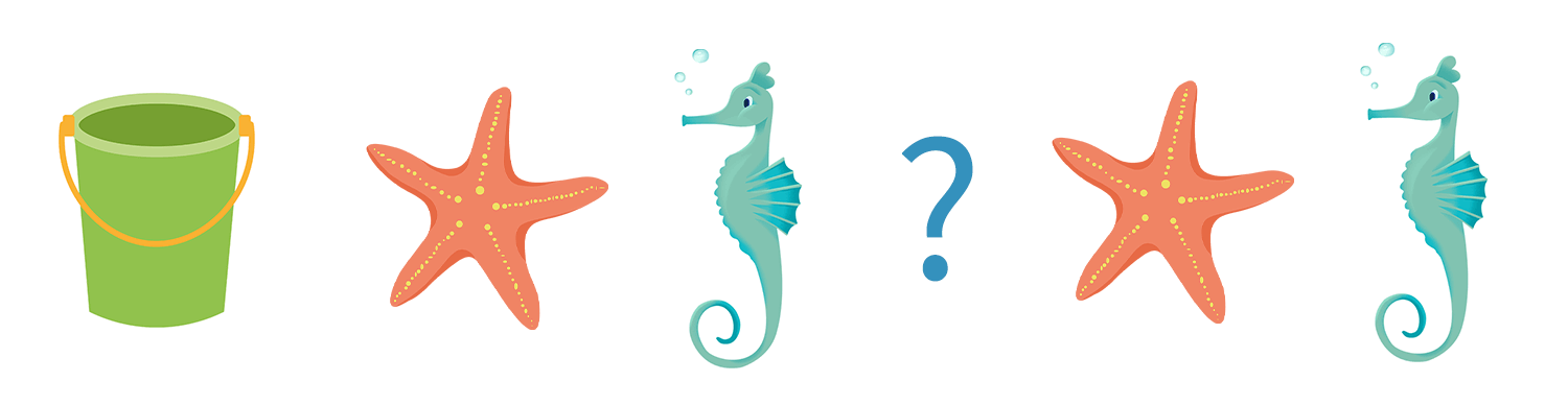 Welk plaatje ontbreekt? reeksen oefenen met kleuters