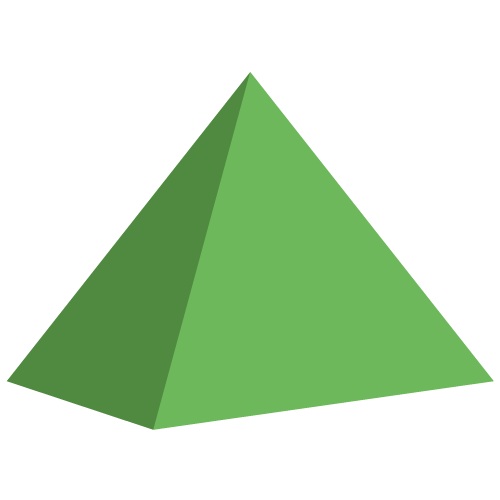 Pyramide, dunkelgrün. Geometrie üben mit Max Klug. Formen und Körper.