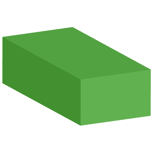 Quader, grün. Geometrie üben mit Max Klug. Formen und Körper.